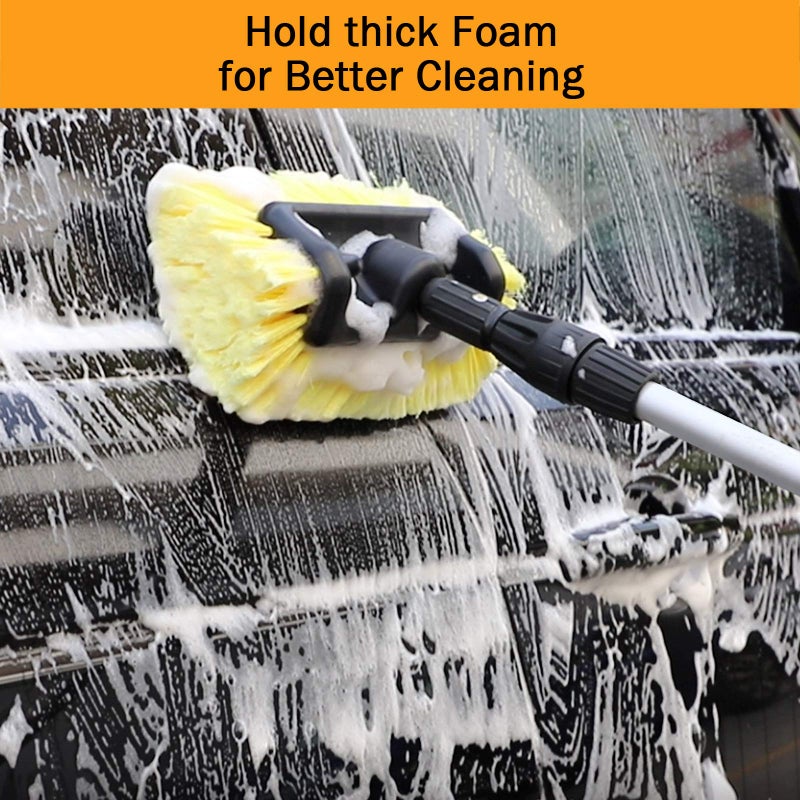 MOFEEZ 10"" Car Wash Brush with Soft Detailing Bristle  Flow-Thru Dip Brush for Car Boat RV Camper Truck Washing - Image 4